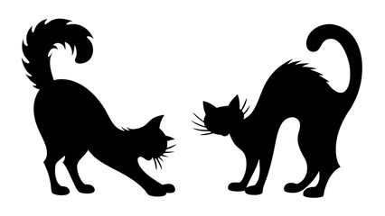 Halloween cat black vector silhouette