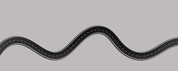 Flat roadway illustration isolated on a white background.	