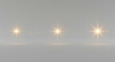 Golden Light Starbursts Sparkling on Grey Backdrop