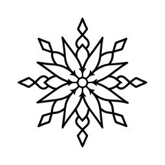 Intricate snowflake inspired winter mandala design with a classic color palette and elegant typography