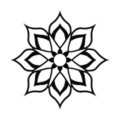 Bold tribal style mandala design with thick outlines and vibrant geometric patterns