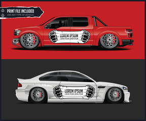 Custom Car Wraps Design Templates for Pickup Truck and Sedan