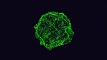 Glowing Green Abstract Shape on Dark Background Futuristic Technological and Modern Design Element luminous irregular green