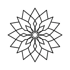 Intricate dotwork mandala design with perfect radial symmetry featuring a vibrant spectrum of colors on a clean white background