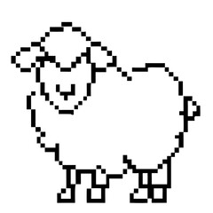 Fototapeta premium Detailed pixel outline of a sheep with a fluffy body and distinct features