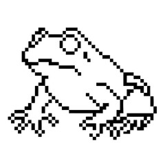 Fototapeta premium Frog sitting on ground in a simple pixel outline style
