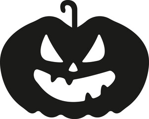 Halloween pumpkin face icon flat style. Scary face isolated transparent background.