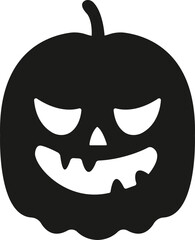 Halloween pumpkin face icon flat style. Scary face isolated transparent background.