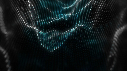 Abstract Data Visualization Wavy Lines of Light Against Dark Background Representing Information Flow or Digital Landscape