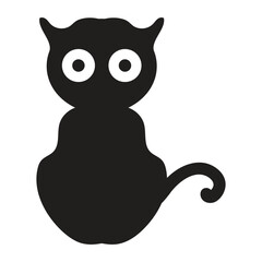 Simple Black Cat Silhouette with Big Eyes