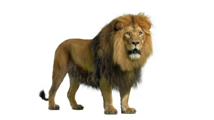 Side view of majestic lion isolated on transparent background