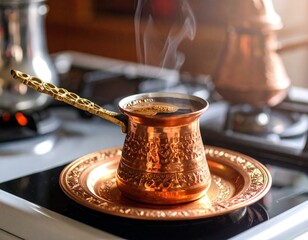 Brewing Authentic Turkish Coffee in a Copper Cezve