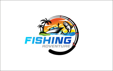 Illustration vector graphic of fishing logo design template