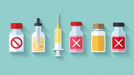 This graphic illustrates various immunization misconceptions alongside medical elements designed to inform and educate the public on vaccination facts.