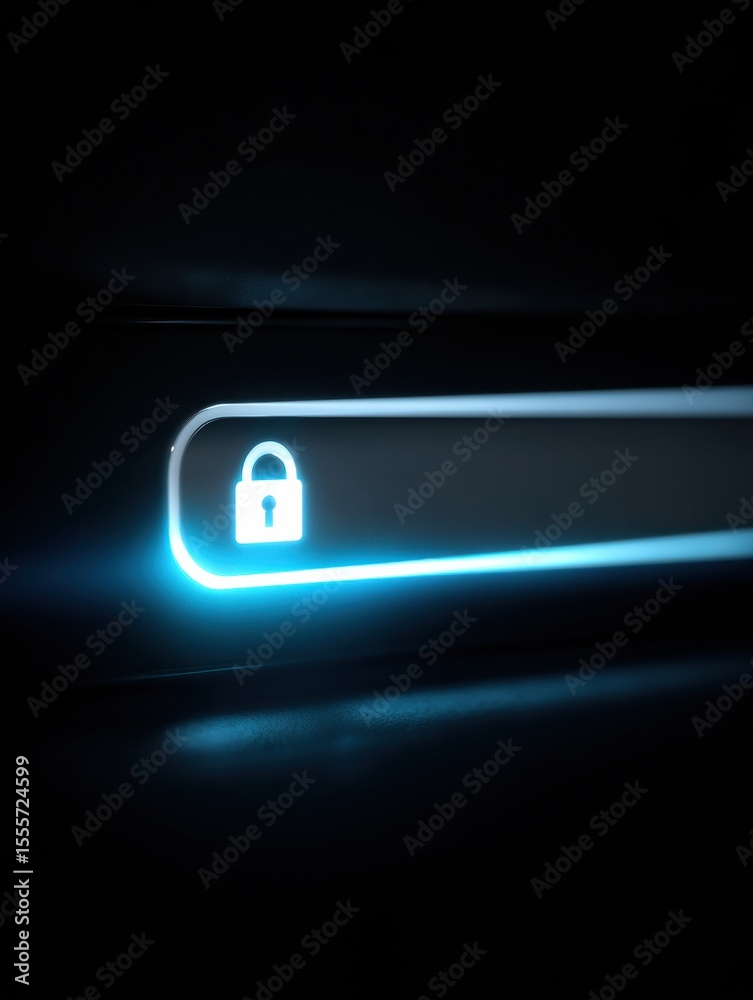 Poster Browser bar displays a glowing lock icon, signifying a secure connection, emphasizing the importance of online privacy and safety in digital interactions.