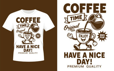 Coffee time enjoy premium quality t shirt design vector illustration