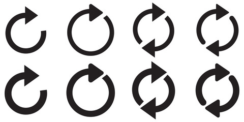 Obraz premium circle arrow icon set. circular arrow icon, refresh, reload, rotation arrow icon symbol sign, vector illustration
