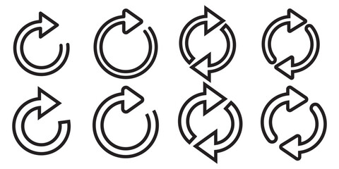 circle arrow icon set. circular arrow icon, refresh, reload, rotation arrow icon symbol sign, vector illustration