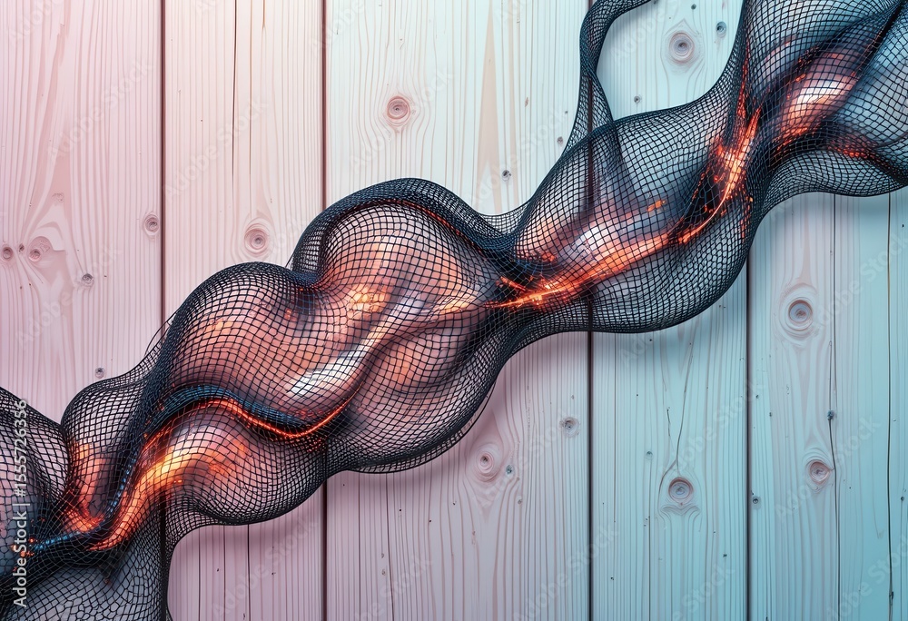 Aufkleber Stylish desktop backgrounds featuring abstract wave patterns on wood textures