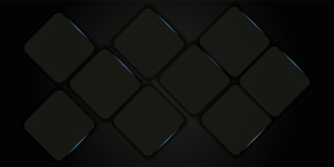 Fototapeta premium Abstract technological dark black hexagonal with blue neon light background vector. modern trendy design in presentation eps