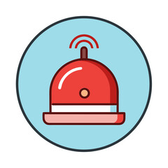 Red alarm bell icon with wireless signal waves