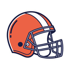 Fototapeta premium Stylized american football helmet with orange and white stripes