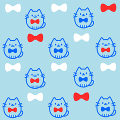 Doodle  cat and words pattern ,Cute cats illustration,Vector seamless pattern with cats