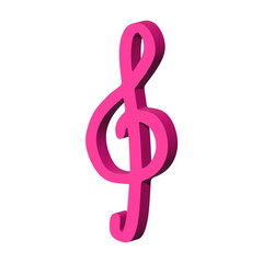 Obraz premium 3d treble clef. Hand drawn musical symbol. Single element for print, web, design, decor, logo