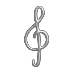 3d treble clef. Hand drawn musical symbol. Single element for print, web, design, decor, logo