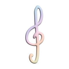 3d treble clef. Hand drawn musical symbol. Single element for print, web, design, decor, logo