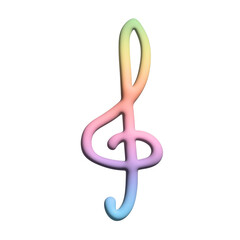 Fototapeta premium 3d treble clef. Hand drawn musical symbol. Single element for print, web, design, decor, logo
