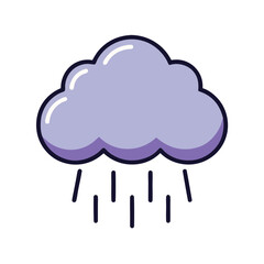 A simple illustration of a purple cloud releasing raindrops