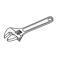 Silhouette image of a wrench on a white background