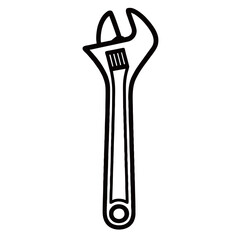 Silhouette image of a wrench on a white background