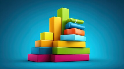 Colorful building blocks stacked high for educational playtime in a bright room graphic design creative learning environment