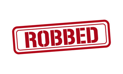 ROBBED red stamp text vector, rubber stamp
