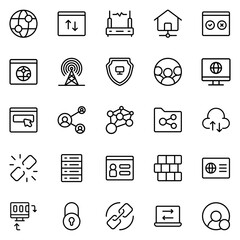 Collection of Basic Network Related Vector Line Icons. Contains Icons like Folder, Group, Network, Link and more. Editable stroke. 48x48 pixels