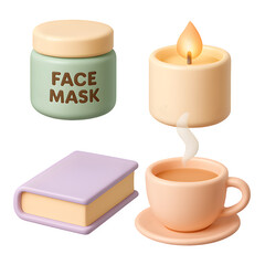 3D Self-Care Essentials Icon Set &ndash; Wellness Week Theme
