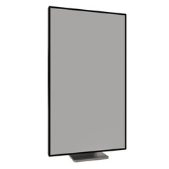 rectangular digital display or screen with a slim, dark bezel and a small, light gray base.  The screen is blank, light gray, and appears to be a high-resolution monitor or interactive kiosk
