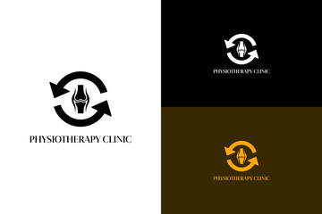 vector illustration of arrows forming a circular path around a human joint, logo for physical therapy, movement therapy, joint care, orthopedic, rehab, physiotherapy clinic, and more