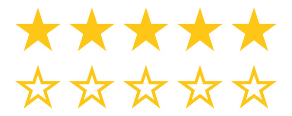Five star rating review star vector isolated on white background. customer feedback symbol