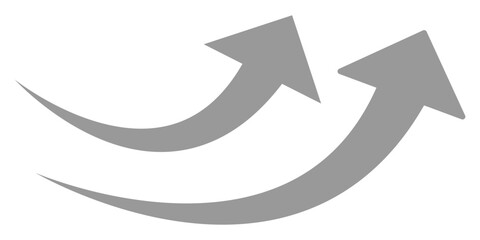 Long curve arrow isolated on white background. Solid long arrow pointing to the right.