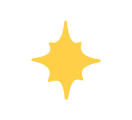 Doodle glitter twinkle star icon. Yellow hand drawn shine star burst symbol. Sketch magic blink. Doodle spark shape icon. Vector illustration on white background.