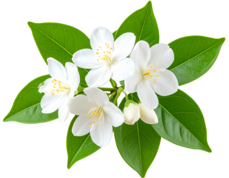 Jasmine Flower Branch with White Buds – Elegant Transparent Background PNG Clipart