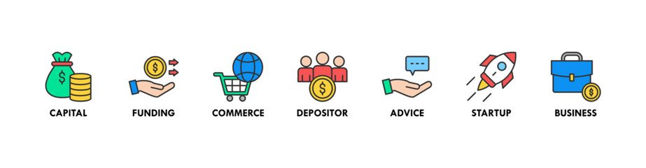 Angel investor banner web icon vector illustration concept of business angel, informal investor, investment founder with icon of capital, funding, commerce, depositor, advice, startup and business