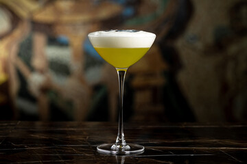 Elegant luxury cocktail in front of dark background