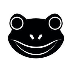 Cute Frog Face Vector with Big Eyes  