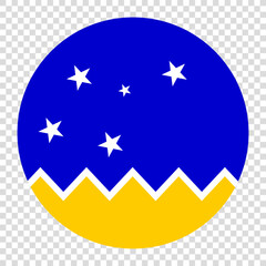 Flag of Magellan-chilean Antarctic Region. Magellan-chilean Antarctic Region circle flag logo icon computer vector illustration design. Transparent checkerboard background.
