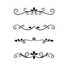 Gold text dividers doodle set. Wedding decorative elements. Divider ornament, borders, floral, vintage line separators. Hand drawn vector illustration isolated on white background. Set page dividers.
