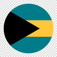 Flag of Bahamas. Bahamas circle flag logo icon computer vector illustration design. Transparent checkerboard background.